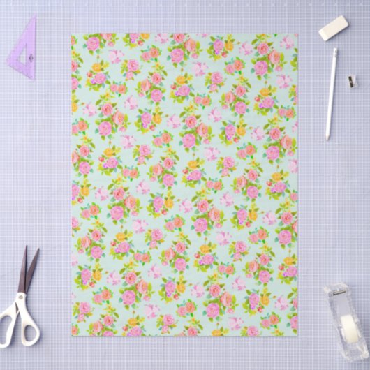 Rose Shabby Vintage Blue Seidenpapier (Basteln)