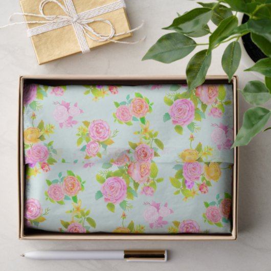 Rose Shabby Vintage Blue Seidenpapier (Geschenk)