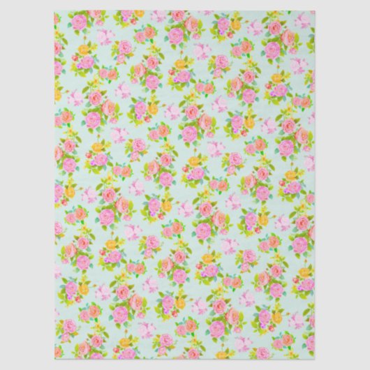 Rose Shabby Vintage Blue Seidenpapier (Vorderseite)