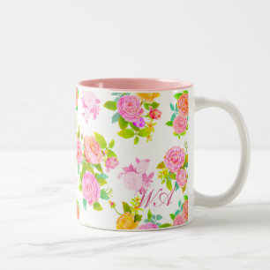 Rose Shabby Vintage Weiß Zweifarbige Tasse
