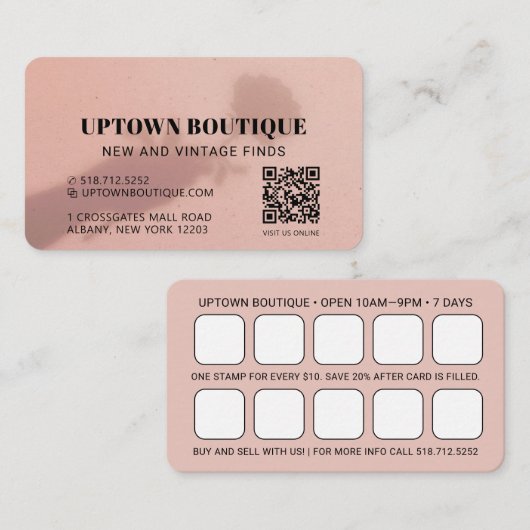 Rose Shadow QR-Code-Bonuskarte Visitenkarte (Vorne/Hinten)