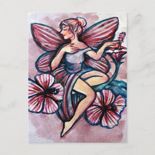 Rose Sharon Hibiskus Fairy Postkarte (Vorderseite)