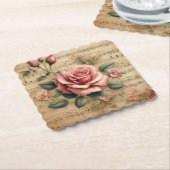 Rose & Sheet Music Papier Untersetzer – Mehr Forme (angewinkelt)
