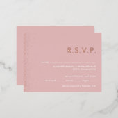 Rose Shimmer Folie Hochzeit RSVP Postkarte (Vorderseite/Rückseite)