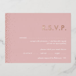 Rose Shimmer Folie Hochzeit RSVP Postkarte