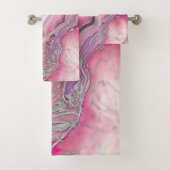 Rose Silberflüssiges Marmor Badhandtuch Set (Insitu)