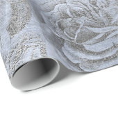 Rose Silbergraue Blütenpastete Geschenkpapier (Rolleneckpunkt)