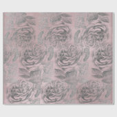 Rose Silbergraue, florenfarbene Rosa Pastell Velve Geschenkpapier (Flach)