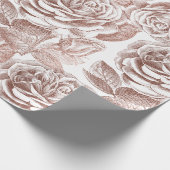 Rose Silbergraue, weiße Rosenrösche Geschenkpapier (Ecke)