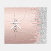 Rose silberrosa Tropfen Monogramm Fleecedecke (Vorderseite (Horizontal))