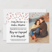 Rose Silver Confetti Foto Verlobung Ankündigung (Vorderseite)