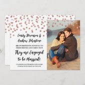 Rose Silver Confetti Foto Verlobung Ankündigung (Vorne/Hinten)