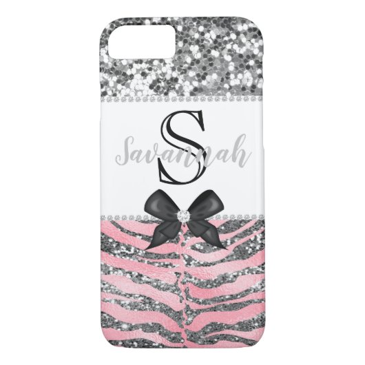 Rose Silver Glitzer Elegante Gefallen Box Case-Mate iPhone Hülle (Rückseite)