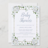 Rose & Silver Glitzer Grenz Blumenkinderdusche Einladung (Vorderseite)