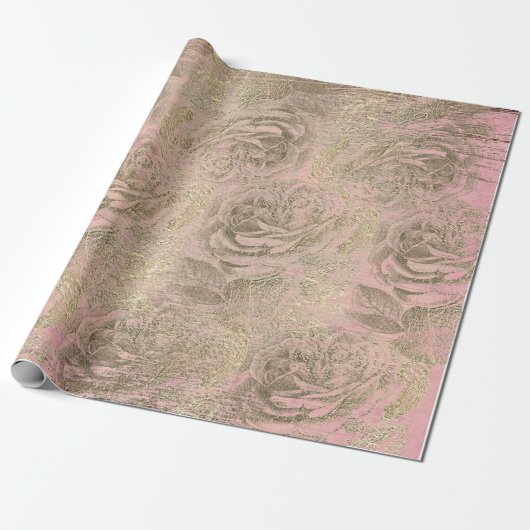 Rose Silver Graue Rose Foxier Gold Pink Geschenkpapier (Ungerollt)