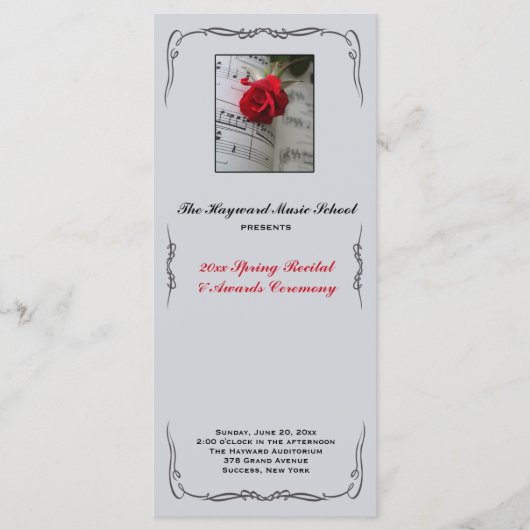 Rose sind das Rot-Musical-Erwägungsgrund-Programm Programm (Vorderseite)