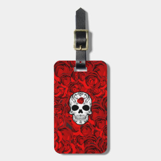 Rose sind der rote Tag des Toten Zuckerschädels Gepäckanhänger