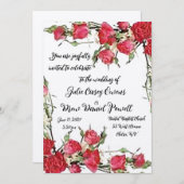 Rose sind Einladung zur Hochzeit von Rot (Vorne/Hinten)