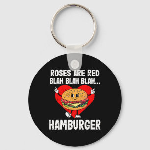Rose sind Red Blah Funny Valentine Day Hamburger L Schlüsselanhänger