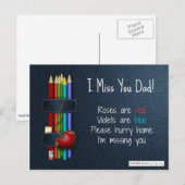 Rose sind Rote Gedichte: Ich vermisse deinen Vater Postkarte (Vorne/Hinten)