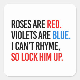 Rose sind rote Violetten sind blau. Quadratischer Aufkleber