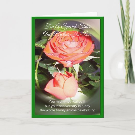 Rose Sister und Ehemann Personalisierten Jahrestag Karte (Vorderseite)