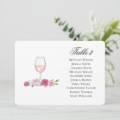 Rose Sitzplan. Wine Glass. Blumenhochzeit Einladung (Stehend Vorderseite)