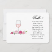 Rose Sitzplan. Wine Glass. Blumenhochzeit Einladung (Vorderseite)