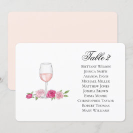 Rose Sitzplan. Wine Glass. Blumenhochzeit Einladung