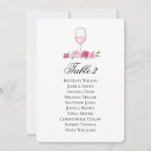 Rose Sitzplan. Wine Glass. Blumenhochzeit Einladung (Vorderseite)