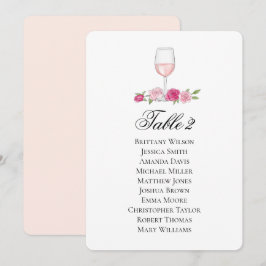 Rose Sitzplan. Wine Glass. Blumenhochzeit Einladung