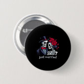 Rose Skeleton Bride & amp; Groom, nur verheiratet  Button (Vorne & Hinten)