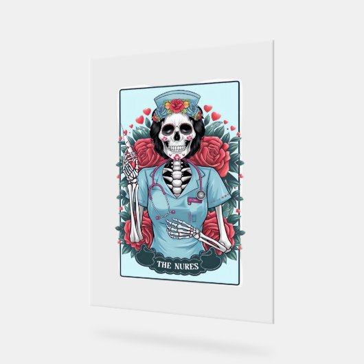 Rose Skeleton Nurse Tarot Card Halloween Es Acrylschild (Winkel)