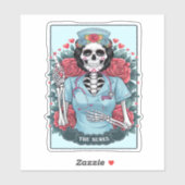 Rose Skeleton Nurse Tarot Card Halloween Es Aufkleber (Blatt)