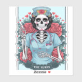 Rose Skeleton Nurse Tarot Card Halloween Es Aufkleber (Blatt)