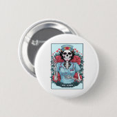 Rose Skeleton Nurse Tarot Card Halloween Es Button (Vorne & Hinten)