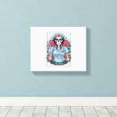 Rose Skeleton Nurse Tarot Card Halloween Es Leinwanddruck (Insitu (Holzboden))