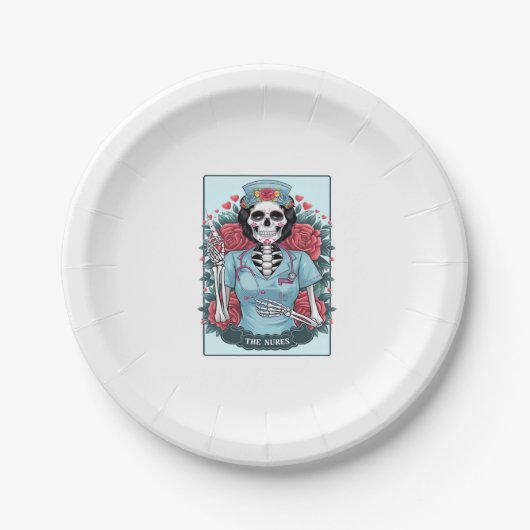 Rose Skeleton Nurse Tarot Card Halloween Es Pappteller (Vorderseite)