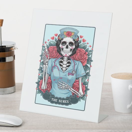 Rose Skeleton Nurse Tarot Card Halloween Es Sockelschild (In Situ)