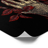 Rose Skeleton Skull Hand Rote Blume Rose 1 Poster (Ecke)