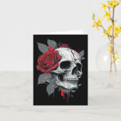 Rose Skeleton Skull Hand Rote Blume Rose Karte (Gelbe Blume)