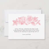 Rose Sketch Bevorzugungskarte in Rosa Dankeskarte (Vorderseite)