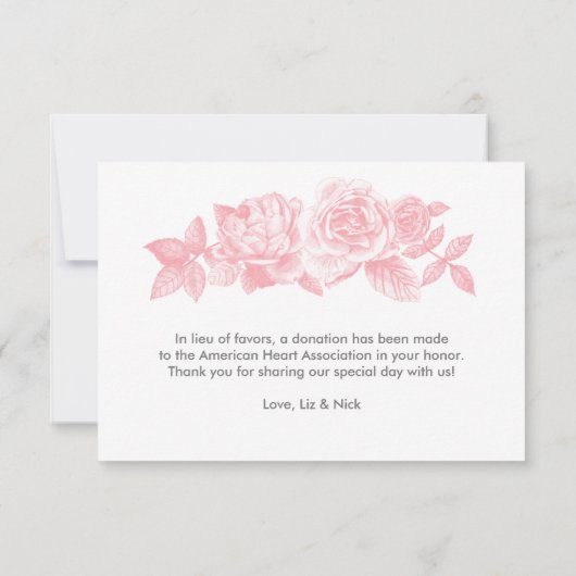 Rose Sketch Bevorzugungskarte in Rosa Dankeskarte (Rückseite)