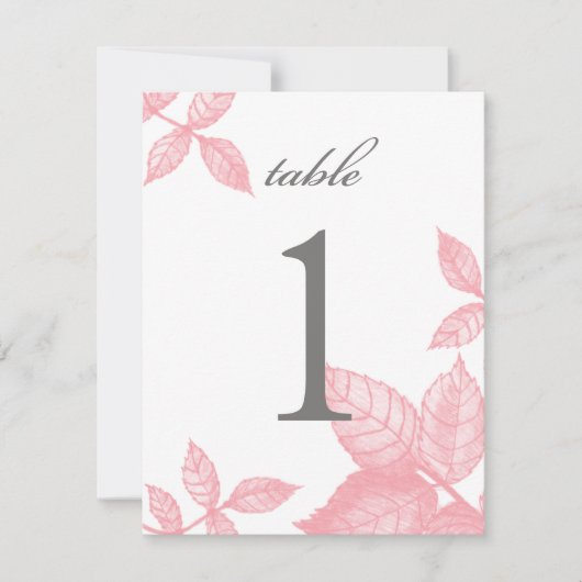 Rose Sketch Große Tischnummer in Rosa (Vorderseite)