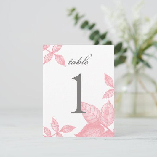 Rose Sketch Große Tischnummer in Rosa (Stehend Vorderseite)