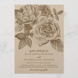Rose Sketch Hochzeit Einladung in Sepia