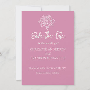 Rose Sketch Minimale Blumenhochzeit retten Datum Save The Date