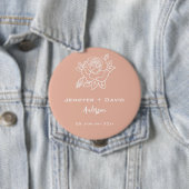 Rose Sketch Personalisiert Hochzeit Button (Beispiel)