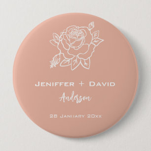 Rose Sketch Personalisiert Hochzeit Button