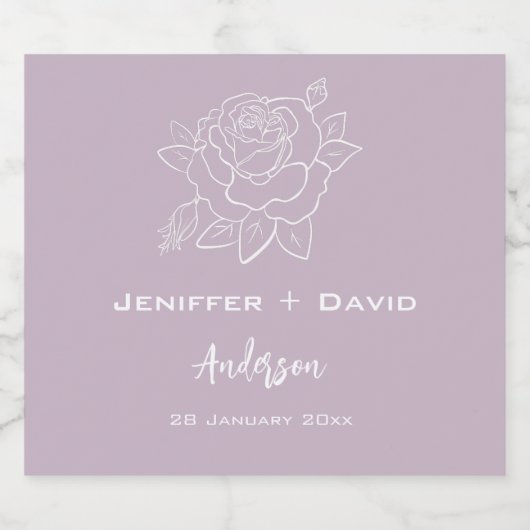 Rose Sketch Personalisierte Hochzeit/ Brautparty Alkoholflaschenetikett (Einzelnes Label)